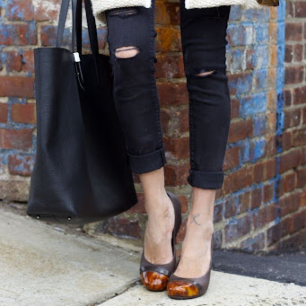 Crocs Tortoiseshell Wedge Cap Toe Heel